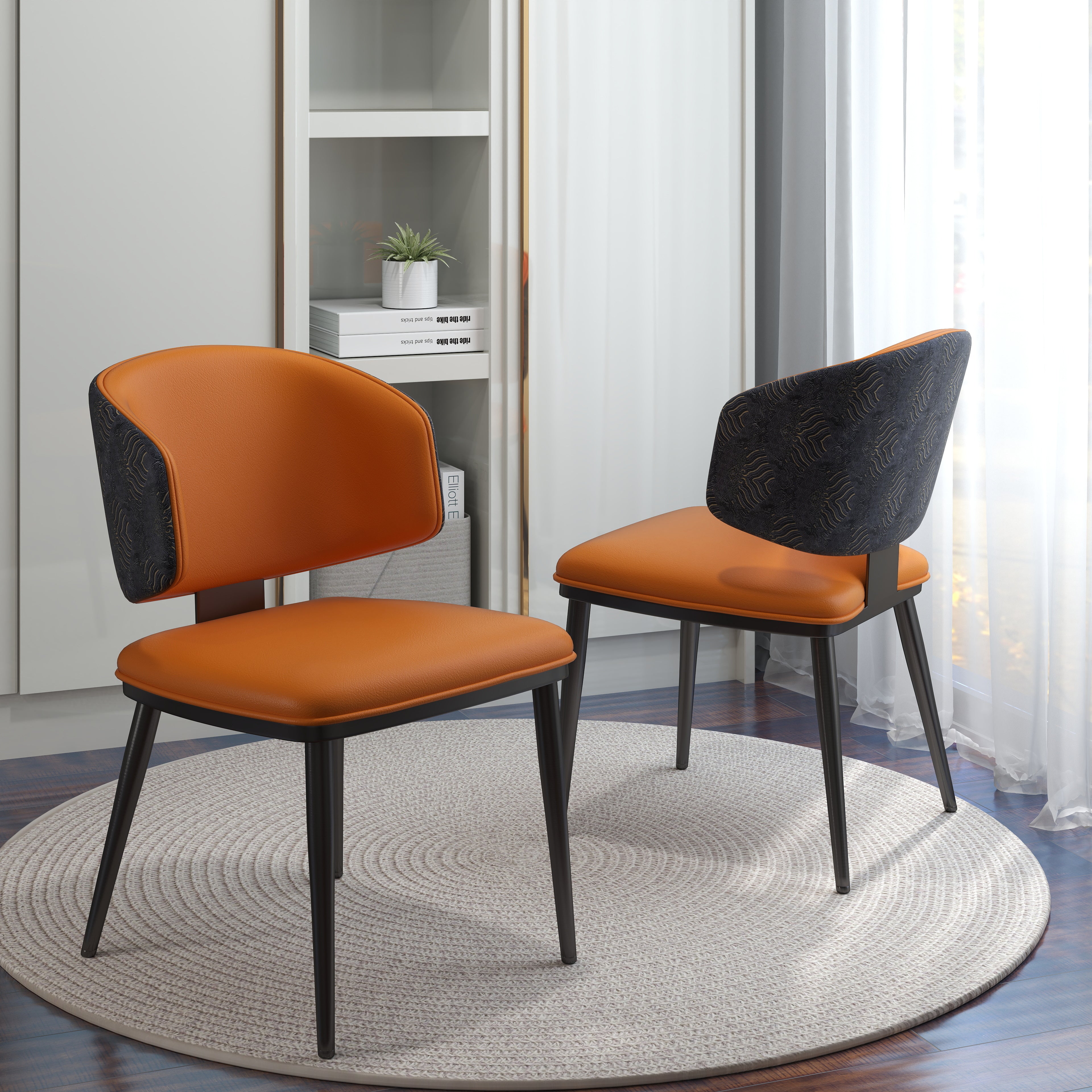 Brenzo Grau Orange Stühle im 2er-Set