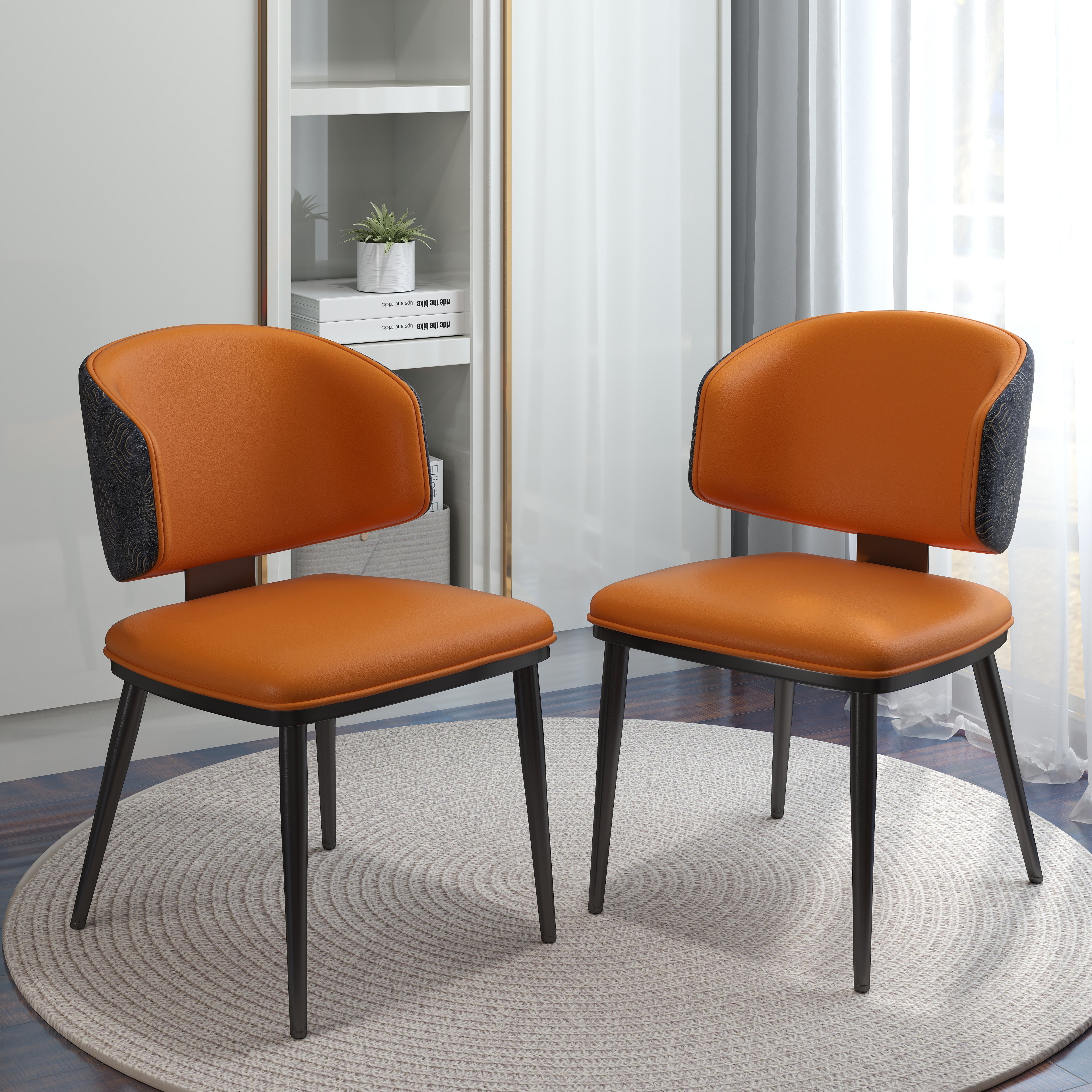 Brenzo Grau Orange Stühle im 2er-Set